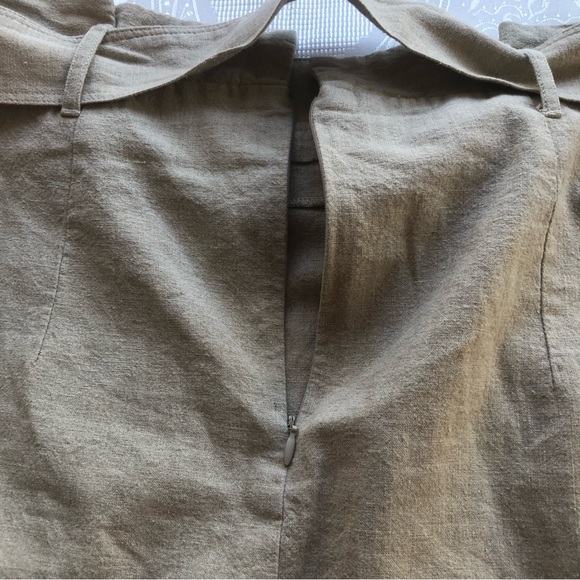 Daisy Grace Women’s Size M High-Waisted Khaki Linen Skirt Belted Large Buttons - Picture 15 of 16